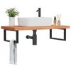 vidaXL P&oacute;łka ścienna pod umywalkę, stal i lite drewno bukowe