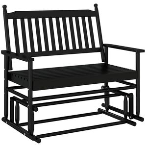 vidaXL Ławka bujana, czarna, 118x70x104,5 cm, lite drewno topolowe