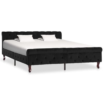 vidaXL Rama łóżka, czarna, tapicerowana aksamitem, 160 x 200 cm