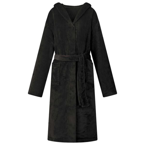 vidaXL Szlafrok z kapturem Czarny xxxl Flanela