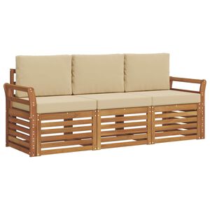 vidaXL Zestawy sof 3 pcs Naturalny i Beżowy Lite Drewno Akacji