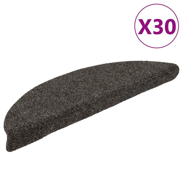vidaXL Maty na schody samoprzylepne 30 szt. 56x17x3 cm Antracyt Półokrągłe