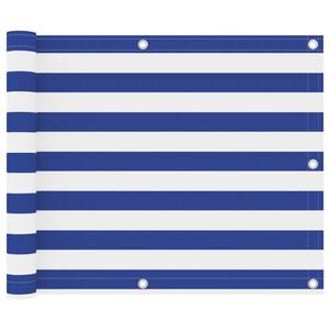 vidaXL Parawan balkonowy, biało-niebieski, 75x300 cm, tkanina Oxford