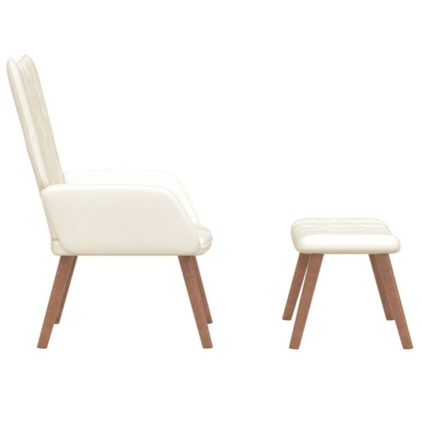 vidaXL Fotel z podn&oacute;żkiem, kremowy, tapicerowany aksamitem