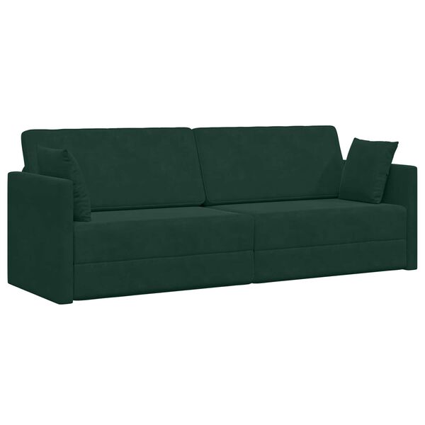 vidaXL Sofa podłogowa z funkcją spania 200cm Ciemna zieleń Aksamit