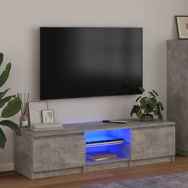 vidaXL Szafka pod TV z LED, szarość betonu, 140x40x36 cm