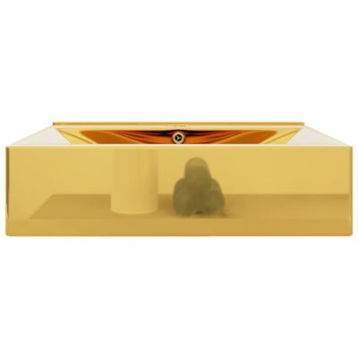 vidaXL Umywalka z przelewem, 60 x 46 x 16 cm, ceramiczna, złota