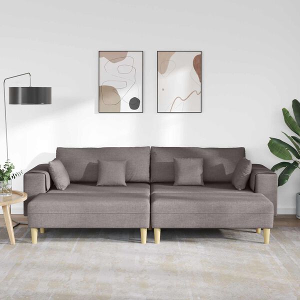 vidaXL Sofa z poduszką 3 pcs Ciemnoszary tkanina