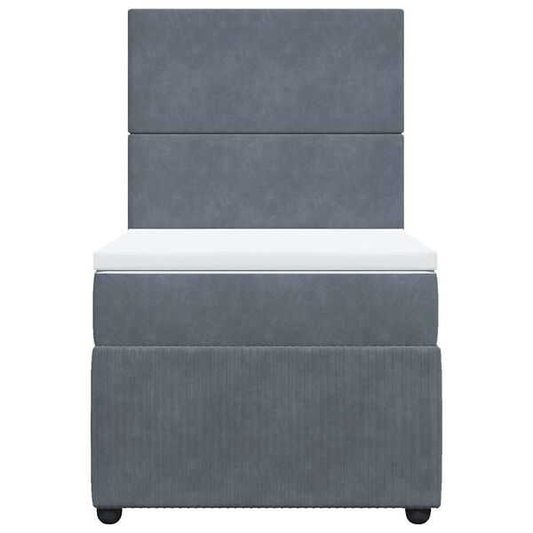 vidaXL Łóżko kontynentalne z materacem, ciemnoszary aksamit, 100x200cm