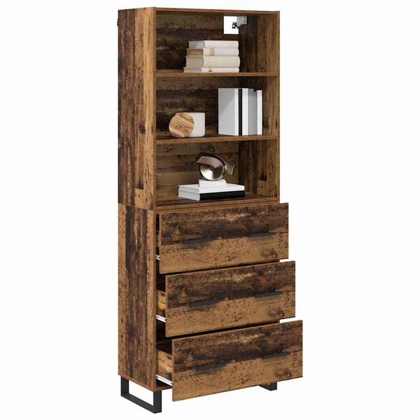 vidaXL Highboard z szufladą Stare drewno 69,5 x 34 x 180 cm