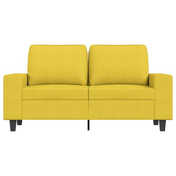 vidaXL Sofa 2-osobowa, jasnożółta, 120 cm, tapicerowana tkaniną