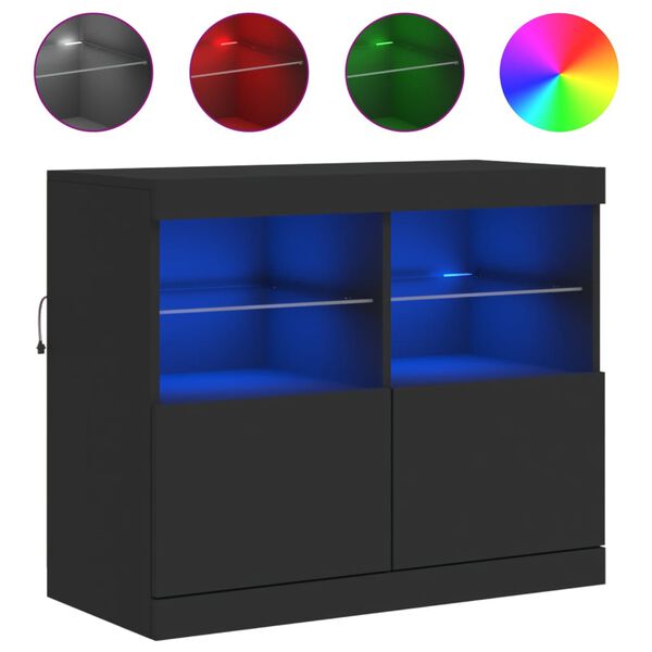 vidaXL Szafka z oświetleniem LED, czarna, 81x37x67 cm