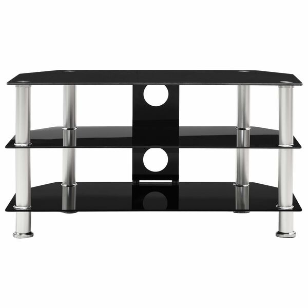 vidaXL Szafka pod TV, czarna, 75x40x40 cm, hartowane szkło