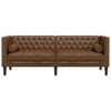 vidaXL Sofa Chesterfield z wałkami, 3-os., brązowa, sztuczny zamsz