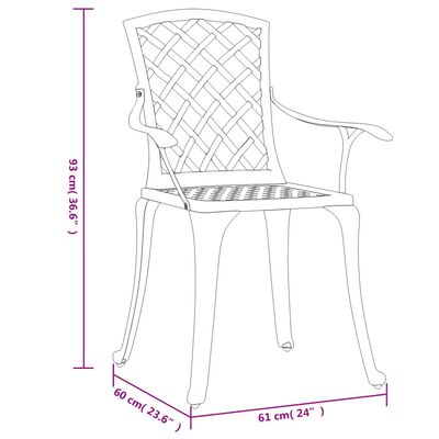 vidaXL Krzesła ogrodowe, 6 szt., odlewane aluminium, czarne