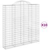 vidaXL Kosze gabionowe, 10 szt, 200x30x200/220cm, galwanizowane żelazo