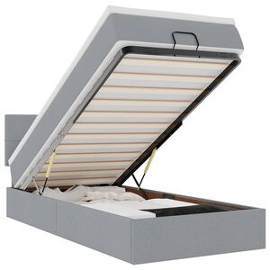 vidaXL Ł&oacute;żko Ottoman z materacem i LED, jasnoszary, 90x200 cm, tkanina