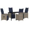 vidaXL Zestaw st&oacute;ł i krzesła z poduszką 5 pcs Szary Rattan PE