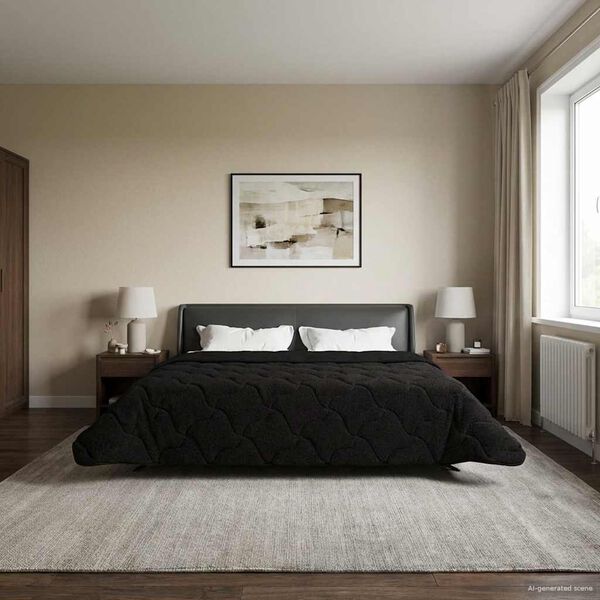 vidaXL Kołdra na cały rok Kwiłtowany Czarny 200 x 220 cm