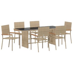 vidaXL Zestaw do jadalni w ogrodzie 7 pcs Beżowy polirattan