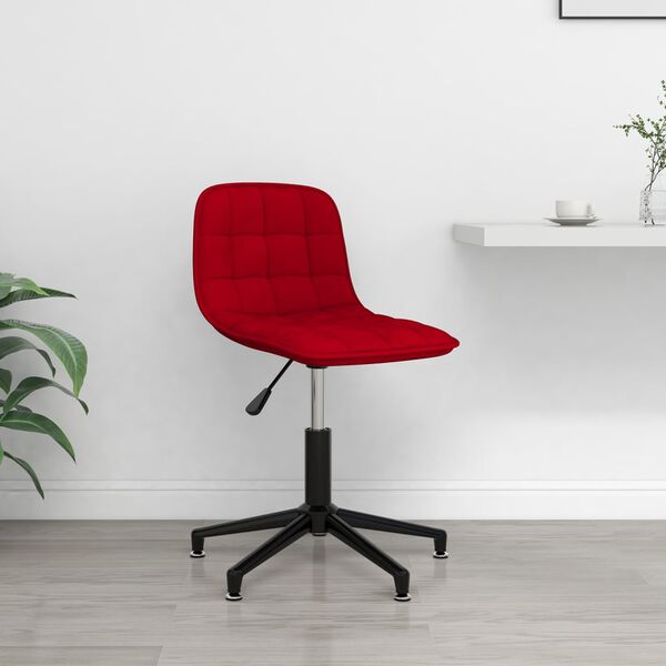 vidaXL Obrotowe krzesło stołowe, winna czerwień, obite aksamitem