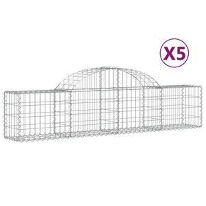 vidaXL Kosze gabionowe, 5 szt, 200x30x40/60 cm, galwanizowane żelazo