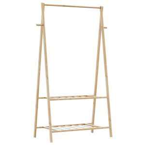 vidaXL Wieszak na ubrania, z p&oacute;łkami, 96x45,5x150,5 cm, bambusowy