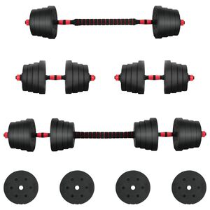 vidaXL Zestaw hantli 2 w 1 40kg Czarny i czerwony