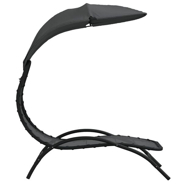 vidaXL Leżak z zadaszeniem, ciemnoszary, 167x80x195 cm, tkanina i stal