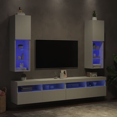 vidaXL Szafki TV, z LED, 2 szt., białe, 30,5x30x102 cm