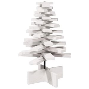 vidaXL Drewniana choinka do udekorowania, biała, 60 cm, sosnowa