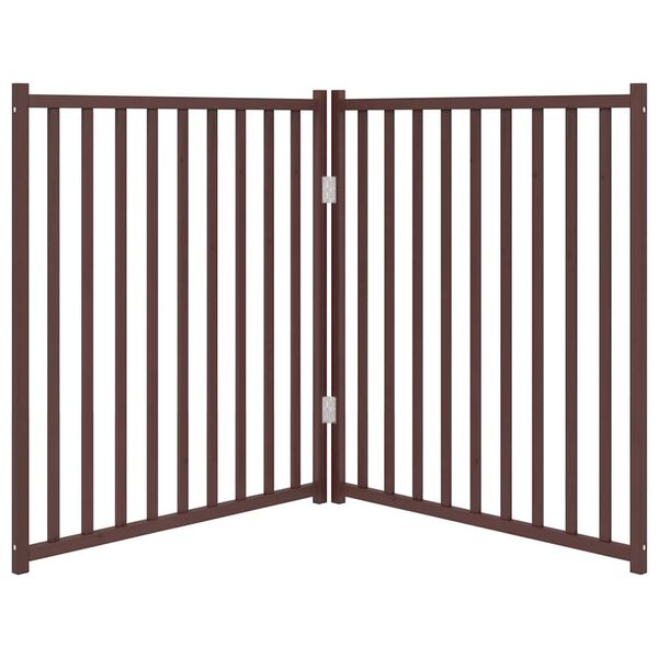 vidaXL Składana bramka dla psa, 2 panele, brązowy dąb, 160 cm, drewno