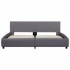 vidaXL Rama łóżka z LED, szara, sztuczna skóra, 180 x 200 cm