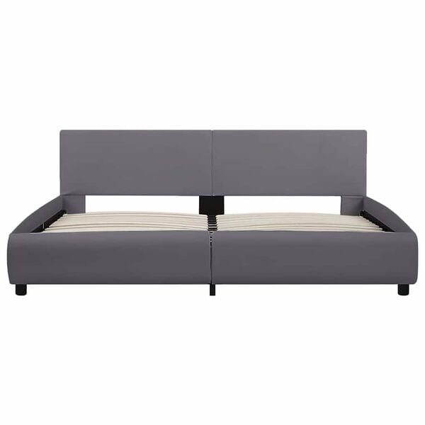 vidaXL Rama łóżka z LED, szara, sztuczna skóra, 180 x 200 cm