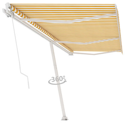vidaXL Wolnostojąca, ręcznie zwijana markiza, 600x300 cm, żółto-biała