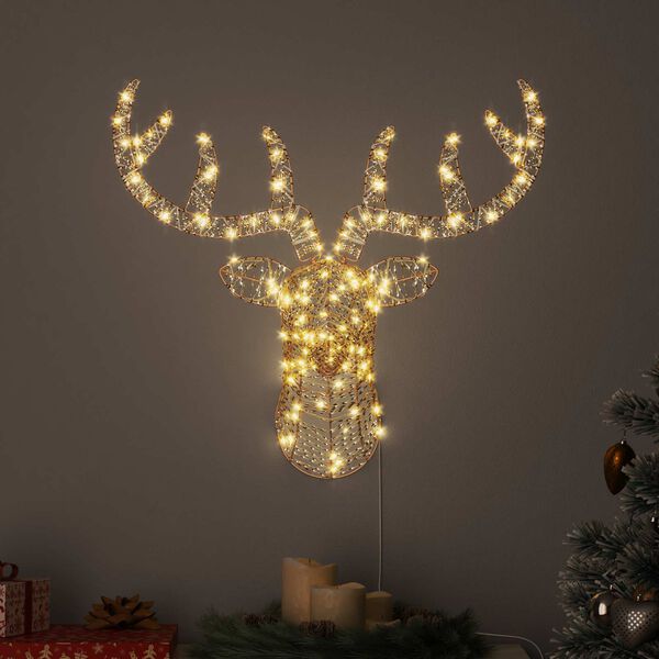 vidaXL Renifer ciągnący sanie Ciepła biel 68 x 36.5 x 62.5 cm PET