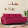 vidaXL Sofa 3-osobowa, winna czerwień, 180 cm, obita aksamitem