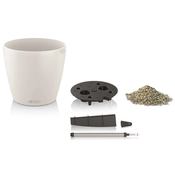 LECHUZA Biała donica Classico Color 28 ALL-IN-ONE, wysoki połysk 13190