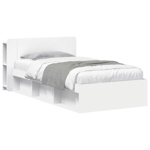 vidaXL Rama ł&oacute;żka z przechowywaniem Z zagł&oacute;wkiem Biały 100 x 200 cm