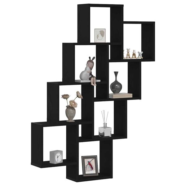 vidaXL Półka ścienna z półką Czarny dąb 90 x 15 x 119.5 cm