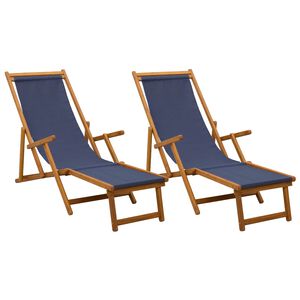 vidaXL Składany leżak 2 pcs 3 Pozycja Lite Drewno Eukaliptusowe