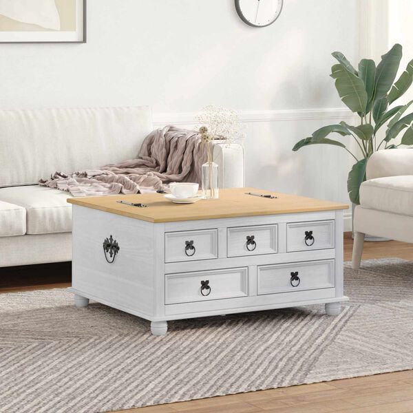 vidaXL storage box z p&oacute;łką Biały 90 x 78 x 45 cm Lite drewno sosnowe