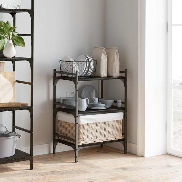 vidaXL W&oacute;zek Kuchenny Czarny Dąb 50 x 35 x 75.5 cm