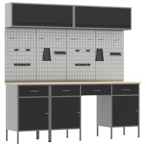 vidaXL Zestaw szafek roboczych z szufladą Z blokadą 10 pcs Czarny