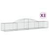 vidaXL Kosze gabionowe, 3 szt, 300x50x40/60 cm, galwanizowane żelazo