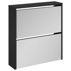 vidaXL Szafka na buty z lustrem i 2 szufladami, czarna, 63x17x67 cm