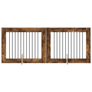 vidaXL Bramka dla ps&oacute;w z podp&oacute;rkami 2 pcs Dąb wędzony 100 x 80 cm