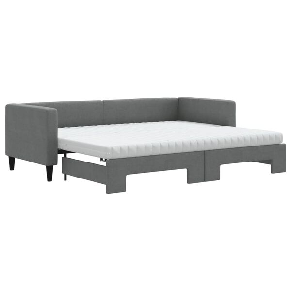 vidaXL Sofa rozsuwana z materacami, ciemnoszara, 80x200 cm, tkanina