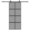 vidaXL Drzwi przesuwne z zestawem okuć czarne 90x205cm szkło hartowane