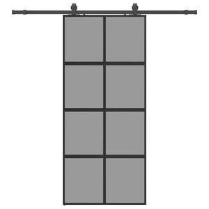 vidaXL Drzwi przesuwne z zestawem okuć czarne 90x205cm szkło hartowane